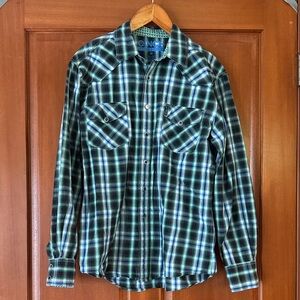 Cinch Green and Blue Plaid Casual Snap Western Shirt